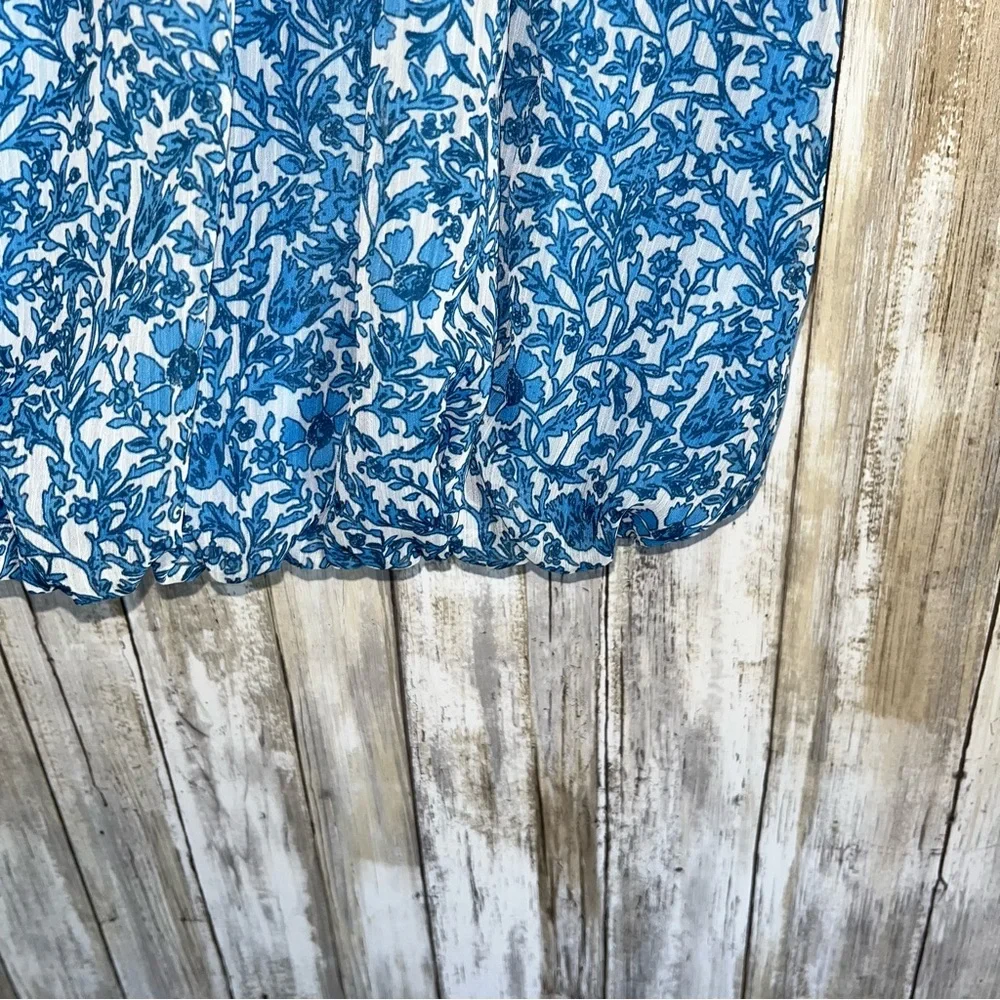 Alice & Olivia Maris Blue Floral Halter Top Tie Back Sleeveless Blouse XS - Picture 4 of 8